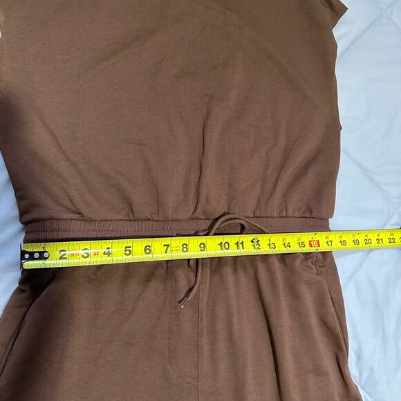 Womens Oversized Wide Leg Jumpsuit with Pockets Elastic Waist Open Back Large - Picture 6 of 9